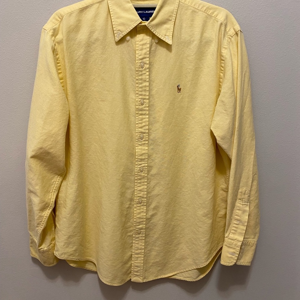 Mans Ralph Lauren pale yellow long sleeve button down shirt size 10 beau… - Picture 5 of 13